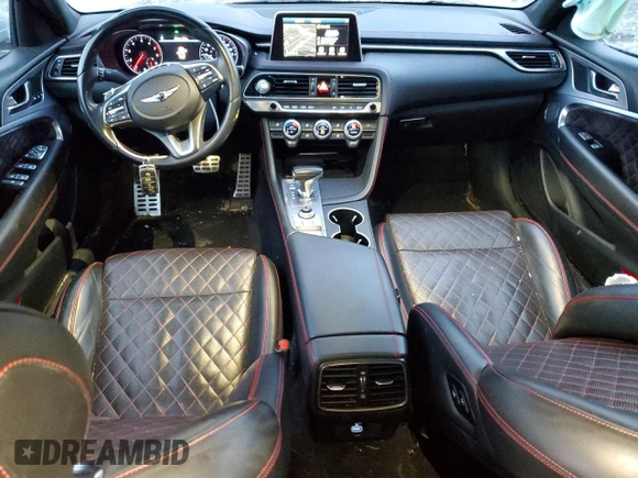 2019 Genesis G70 Advanced with VIN KMTG44LA7KU021455, listed as a Copart auction lot 87048564 with 94,429 mi miles and Salvage title. Bid and sale history available at DreamBid. Image 8.