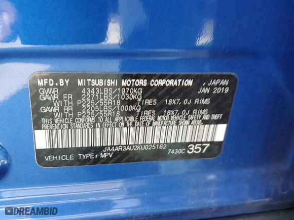 2019 Mitsubishi Outlander Sport ES 2.0 with VIN JA4AR3AU2KU025162, listed as a Copart auction lot 46715525 with 90,368 mi miles and Clean Title. Bid and sale history available at carsss.com. Image 13.