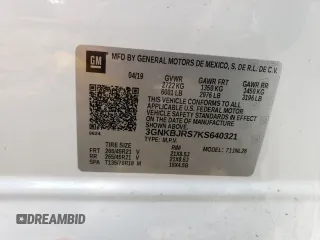 2019 Chevrolet Blazer RS with VIN 3GNKBJRS7KS640321, listed as a Copart auction lot 56576665 with 117,005 mi miles and Salvage title. Bid and sale history available at DreamBid. Image 14.