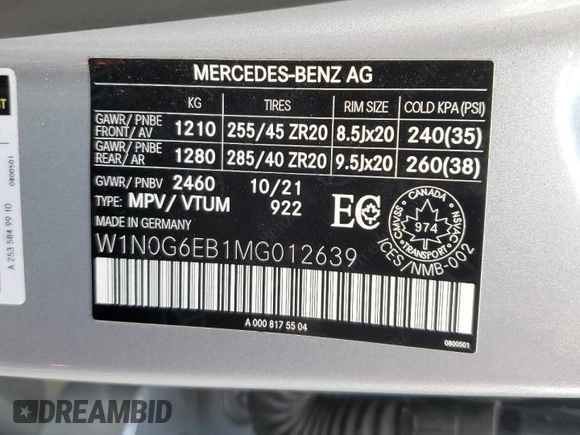 2021 Mercedes-Benz GLC with VIN W1N0G6EB1MG012639, listed as a Copart auction lot 82378274 with 12,452 mi miles and Clean Title. Bid and sale history available at carsss.com. Image 14.