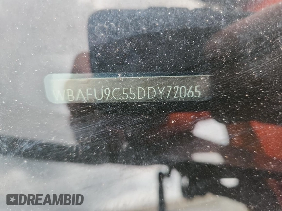 2013 BMW 5 Series 550i xDrive with VIN WBAFU9C55DDY72065, listed as a Copart auction lot 63023675 with 117,592 mi miles and Salvage title. Bid and sale history available at DreamBid. Image 12.