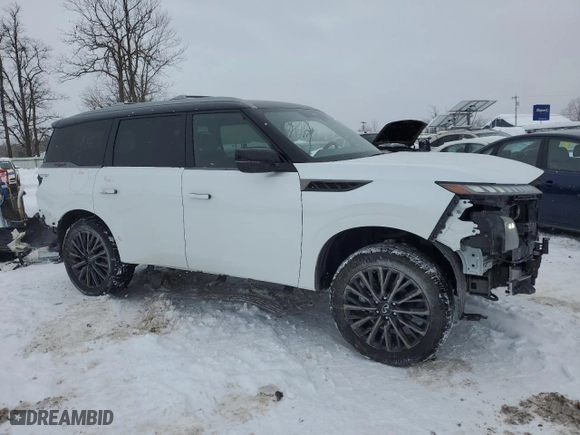 2025 Infiniti QX80 AUTOGRAPH with VIN JN8AZ3CC4S9601061, listed as a Copart auction lot 44992285 with 7,262 mi miles and Salvage Title. Bid and sale history available at carsss.com. Image 4.