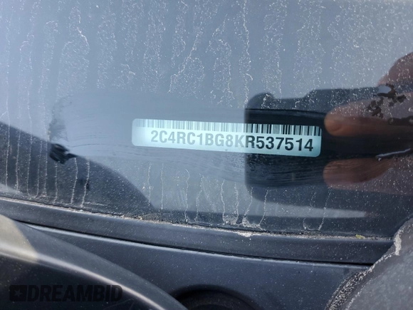 2019 Chrysler Pacifica Touring L with VIN 2C4RC1BG8KR537514, listed as a Copart auction lot 57788625 with 129,346 mi miles and Salvage title. Bid and sale history available at DreamBid. Image 14.