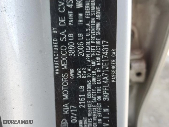 2018 Kia Forte S with VIN 3KPFL4A71JE174317, listed as a Copart auction lot 49953045 with 120,849 mi miles and Salvage Title. Bid and sale history available at carsss.com. Image 12.