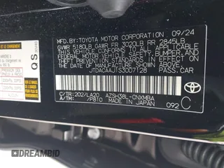 2025 Toyota Crown XLE z VIN JTDACAAJ1S3007128, wystawiony jako IAAI lot #42217220 z przebiegiem 2016 mil mil oraz . Historia ofert i sprzedaży dostępna na DreamBid. Obrazek 9.