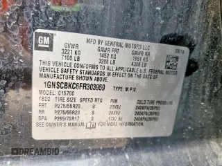 2015 Chevrolet Tahoe LT с VIN 1GNSCBKC6FR303959, выставлен на аукционе Copart как лот 57897205 с пробегом 133 245 миль миль и Чистый • Clean title. История ставок и продаж доступна на DreamBid. Изображение 13.
