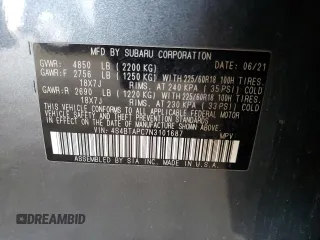 2022 Subaru Outback Touring with VIN 4S4BTAPC7N3101687, listed as a Copart auction lot 49662505 with 233,972 mi miles and Salvage title. Bid and sale history available at DreamBid. Image 12.