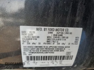 2020 Ford Explorer XLT z VIN 1FMSK8DH5LGB74302, wystawiony jako Copart lot #44644915 z przebiegiem 125 263 mil mil oraz Szkoda całkowita • Salvage title. Historia ofert i sprzedaży dostępna na DreamBid. Obrazek 13.