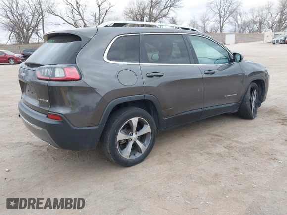 2019 Jeep Cherokee Limited with VIN 1C4PJLDN6KD119458, listed as a IAAI auction lot 41408906 with 72,293 mi miles. Bid and sale history available at carsss.com. Image 4.