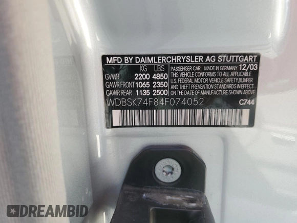 2004 Mercedes-Benz SL 55/63 AMG z VIN WDBSK74F84F074052, wystawiony jako Copart lot #75104024 z przebiegiem Nie podano mil oraz Szkoda całkowita • Salvage title. Historia ofert i sprzedaży dostępna na DreamBid. Obrazek 13.