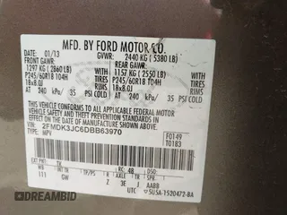2013 Ford Edge SEL with VIN 2FMDK3JC6DBB63970, listed as a IAAI auction lot 41674827 with 75,303 mi miles. Bid and sale history available at carsss.com. Image 9.