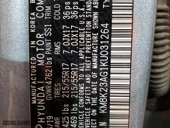 2019 Hyundai Kona Electric SEL with VIN KM8K23AG1KU031264, listed as a Copart auction lot 85265014 with 41,321 mi miles and Salvage Title. Bid and sale history available at carsss.com. Image 13.