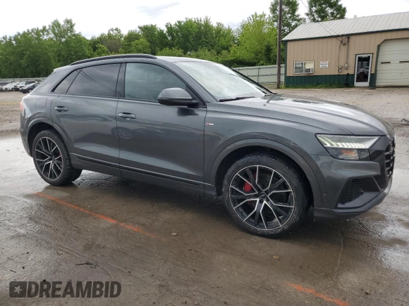 2020 Audi Q8 Prestige with VIN WA1FVAF1XLD003867, listed as a Copart auction lot 57440105 with 86,371 mi miles and Salvage title. Bid and sale history available at DreamBid. Image 4.