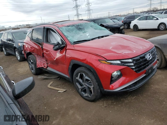 2023 Hyundai Tucson SEL with VIN 5NMJFCAE2PH264958, listed as a Copart auction lot 50922015 with 34,240 mi miles and Salvage Title. Bid and sale history available at DreamBid. Image 4.