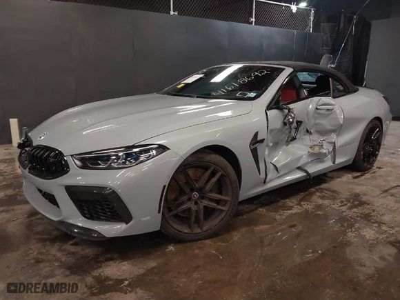 2023 BMW M8 Competition with VIN WBSDZ0C02PCM75573, listed as a IAAI auction lot 41618692 with 8,292 mi miles. Bid and sale history available at carsss.com. Image 2.