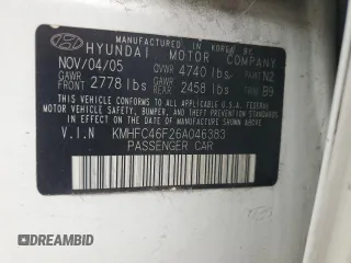 2006 Hyundai Azera SE z VIN KMHFC46F26A046383, wystawiony jako Copart lot #47971535 z przebiegiem 306 323 mil mil oraz Szkoda całkowita • Salvage title. Historia ofert i sprzedaży dostępna na DreamBid. Obrazek 12.