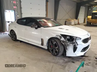 2021 Kia Stinger GT1 with VIN KNAE45LC6M6096214, listed as a Copart auction lot 64256044 with 27,625 mi miles and Salvage Title. Bid and sale history available at DreamBid. Image 4.