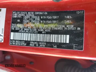 2018 Toyota 4Runner SR5 with VIN JTEBU5JR6J5531422, listed as a Copart auction lot 53026915 with 74,342 mi miles and Salvage Title. Bid and sale history available at carsss.com. Image 16.