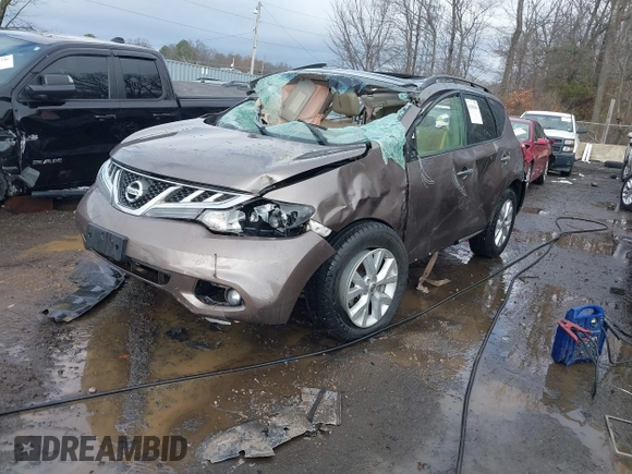 2014 Nissan Murano LE with VIN JN8AZ1MU4EW414243, listed as a IAAI auction lot 41106366 with 72,395 mi miles. Bid and sale history available at carsss.com. Image 2.