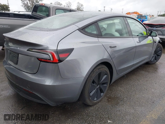 2025 Tesla Model 3 Long Range with VIN 5YJ3E1EA2SF885408, listed as a IAAI auction lot 41778498 with 1,566 mi miles and . Bid and sale history available at DreamBid. Image 4.