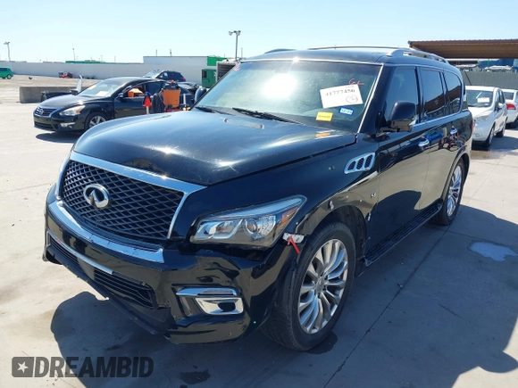 2015 Infiniti QX80 with VIN JN8AZ2NF5F9574668, listed as a IAAI auction lot 41777456 with 131,606 mi miles. Bid and sale history available at carsss.com. Image 2.