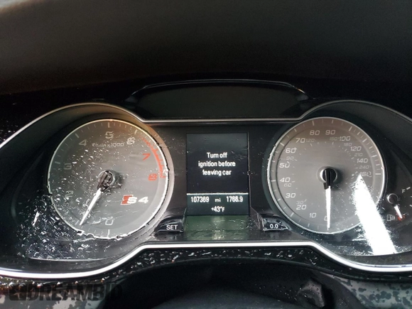 2013 Audi S4 Premium Plus with VIN WAUDGAFL0DA076190, listed as a Copart auction lot 80737894 with 107,369 mi miles and Salvage Title. Bid and sale history available at carsss.com. Image 9.
