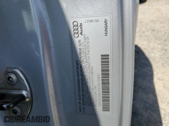 2005 Audi TT with VIN TRUSC28N451013207, listed as a Copart auction lot 55395294 with 43,365 mi miles and Salvage title. Bid and sale history available at DreamBid. Image 12.