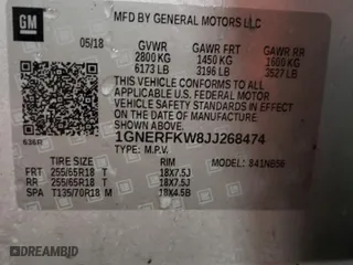2018 Chevrolet Traverse LS with VIN 1GNERFKW8JJ268474, listed as a Copart auction lot 45890655 with 139,786 mi miles and Salvage Title. Bid and sale history available at carsss.com. Image 13.