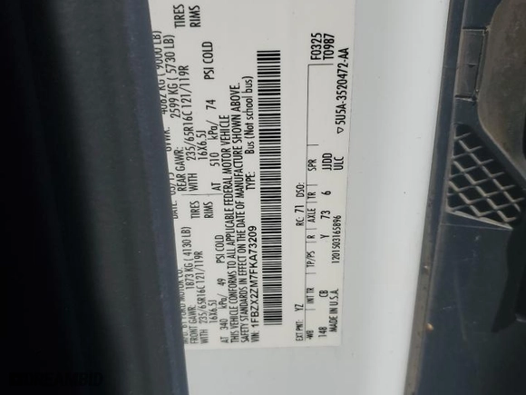 2015 Ford Transit Wagon XL with VIN 1FBZX2ZM7FKA73209, listed as a Copart auction lot 42493715 with 126,397 mi miles and Salvage Title. Bid and sale history available at carsss.com. Image 15.