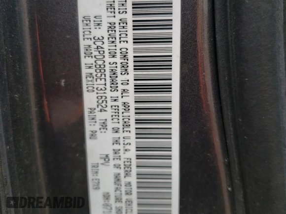 2014 Dodge Journey SXT with VIN 3C4PDCBB5ET316524, listed as a Copart auction lot 49849735 with 93,926 mi miles and Salvage Title. Bid and sale history available at carsss.com. Image 15.