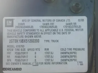 2005 GMC Sierra 1500 SLE1 with VIN 2GTEK19BX51292200, listed as a Copart auction lot 48548245 with 352,333 mi miles and Salvage Title. Bid and sale history available at carsss.com. Image 12.