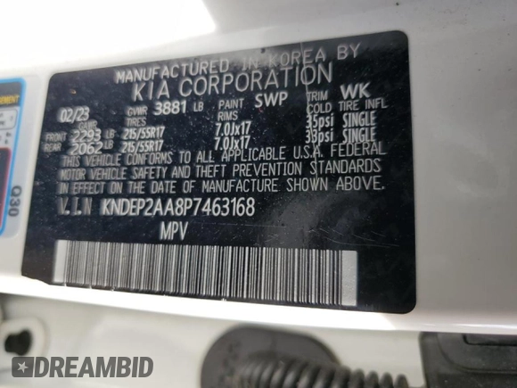 2023 Kia Seltos LX z VIN KNDEP2AA8P7463168, wystawiony jako Copart lot #49137795 z przebiegiem Nie podano mil oraz Szkoda całkowita • Salvage title. Historia ofert i sprzedaży dostępna na DreamBid. Obrazek 13.