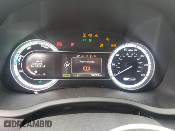 2017 Kia Niro EX with VIN KNDCC3LC8H5090301, listed as a Copart auction lot 51386065 with 57,279 mi miles and Salvage Title. Bid and sale history available at carsss.com. Image 9.