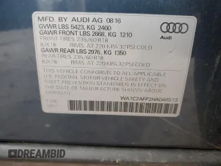 2017 Audi Q5 Premium with VIN WA1C2AFP2HA046513, listed as a Copart auction lot 53826215 with 105,426 mi miles and Clean Title. Bid and sale history available at carsss.com. Image 13.