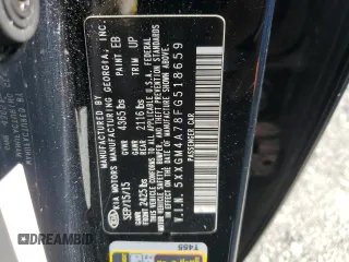 2015 Kia Optima LX z VIN 5XXGM4A78FG518659, wystawiony jako Copart lot #52541975 z przebiegiem 103 020 mil mil oraz Szkoda całkowita • Salvage title. Historia ofert i sprzedaży dostępna na DreamBid. Obrazek 15.