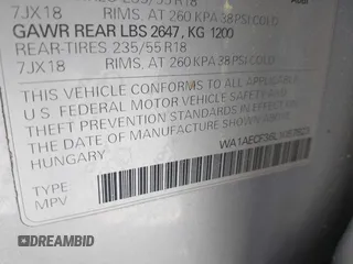 2020 Audi Q3 Premium with VIN WA1AECF36L1057823, listed as a IAAI auction lot 41912118 with 71,004 mi miles and . Bid and sale history available at DreamBid. Image 9.