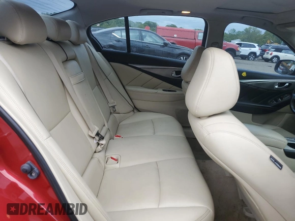 2015 Infiniti Q50 with VIN JN1BV7AR0FM396516, listed as a Copart auction lot 57677055 with 128,369 mi miles and Salvage title. Bid and sale history available at DreamBid. Image 10.