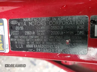 2016 Kia Forte LX with VIN KNAFX4A63G5593749, listed as a Copart auction lot 52703025 with 67,779 mi miles and Salvage Title. Bid and sale history available at carsss.com. Image 12.