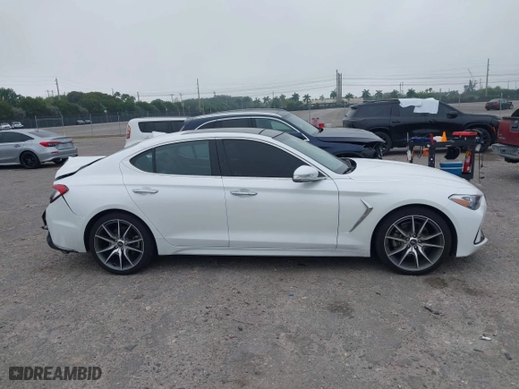 2020 Genesis G70 2.0T with VIN KMTG44LA8LU064798, listed as a IAAI auction lot 41878098 with 57,995 mi miles. Bid and sale history available at carsss.com. Image 13.