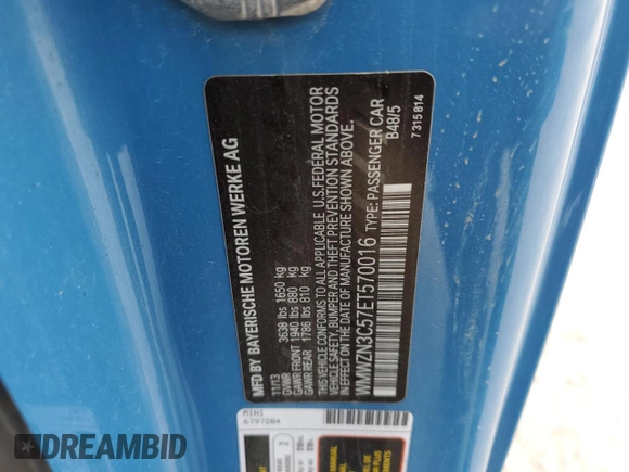 2014 MINI Convertible z VIN WMWZN3C57ET570016, wystawiony jako Copart lot #54565815 z przebiegiem 74 742 mil mil oraz Szkoda całkowita • Salvage title. Historia ofert i sprzedaży dostępna na DreamBid. Obrazek 12.