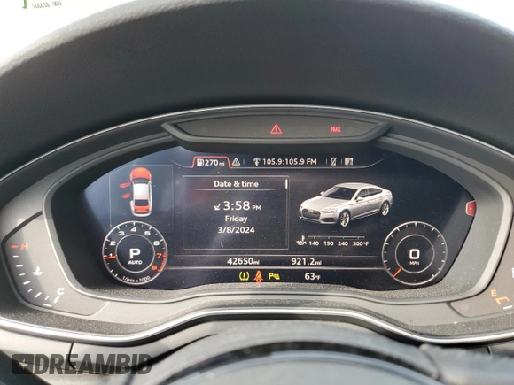 2019 Audi A5 Sportback Premium Plus with VIN WAUENCF58KA023337, listed as a Copart auction lot 45813494 with 42,650 mi miles. Bid and sale history available at carsss.com. Image 9.