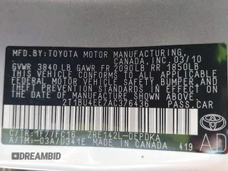 2010 Toyota Corolla with VIN 2T1BU4EE7AC376436, listed as a IAAI auction lot 42619626 with 81,805 mi miles and . Bid and sale history available at DreamBid. Image 9.