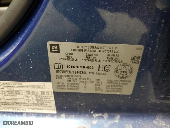 2015 Chevrolet Silverado 1500 LS with VIN 1GCVKPEC7FZ447344, listed as a Copart auction lot 88244925 with 151,101 mi miles and Salvage Title. Bid and sale history available at carsss.com. Image 14.