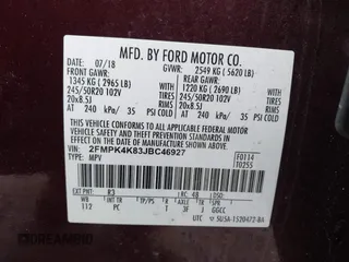 2018 Ford Edge Titanium with VIN 2FMPK4K83JBC46927, listed as a IAAI auction lot 41674710 with 77,979 mi miles. Bid and sale history available at carsss.com. Image 9.