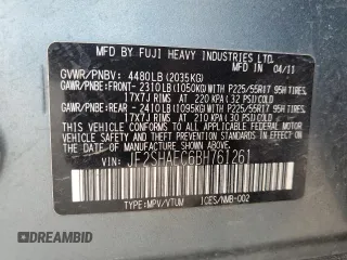 2011 Subaru Forester X Limited with VIN JF2SHAEC6BH761261, listed as a Copart auction lot 62580315 with 134,512 mi miles and Clean title. Bid and sale history available at DreamBid. Image 12.