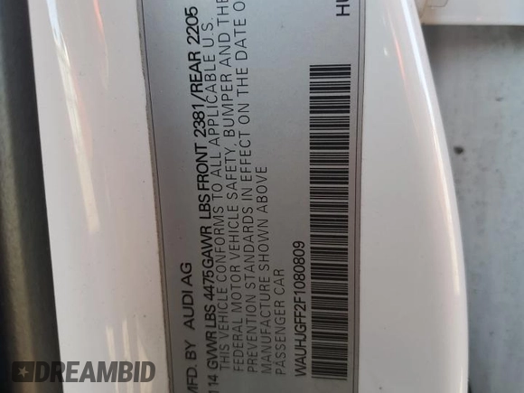 2015 Audi A3 z VIN WAUHJGFF2F1080809, wystawiony jako Copart lot #70770833 z przebiegiem 129 505 mil mil oraz . Historia ofert i sprzedaży dostępna na DreamBid. Obrazek 14.