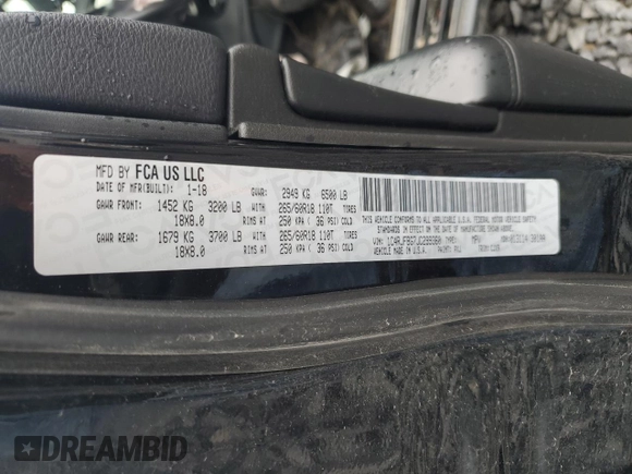 2018 Jeep Grand Cherokee Limited z VIN 1C4RJFBG7JC299360, wystawiony jako Copart lot #59839915 z przebiegiem Nie podano mil oraz Szkoda całkowita • Salvage title. Historia ofert i sprzedaży dostępna na DreamBid. Obrazek 13.