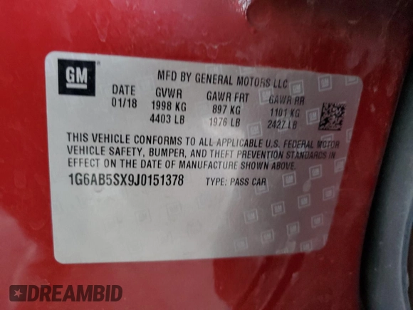 2018 Cadillac ATS Luxury RWD z VIN 1G6AB5SX9J0151378, wystawiony jako Copart lot #87946685 z przebiegiem 62 184 mil mil oraz Szkoda całkowita • Salvage title. Historia ofert i sprzedaży dostępna na DreamBid. Obrazek 12.