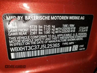 2018 BMW X1 xDrive28i with VIN WBXHT3C37J5L25365, listed as a Copart auction lot 50056365 with 36,200 mi miles and Salvage Title. Bid and sale history available at carsss.com. Image 13.