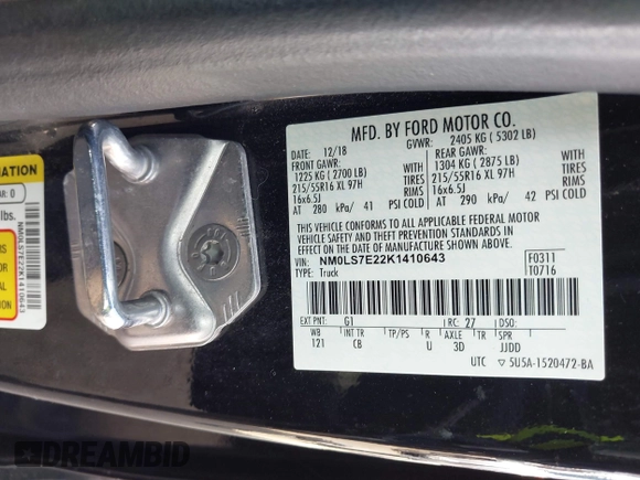 2019 Ford Transit Connect XL с VIN NM0LS7E22K1410643, выставлен на аукционе IAAI как лот 41848458 с пробегом 75 301 миль миль и . История ставок и продаж доступна на DreamBid. Изображение 9.